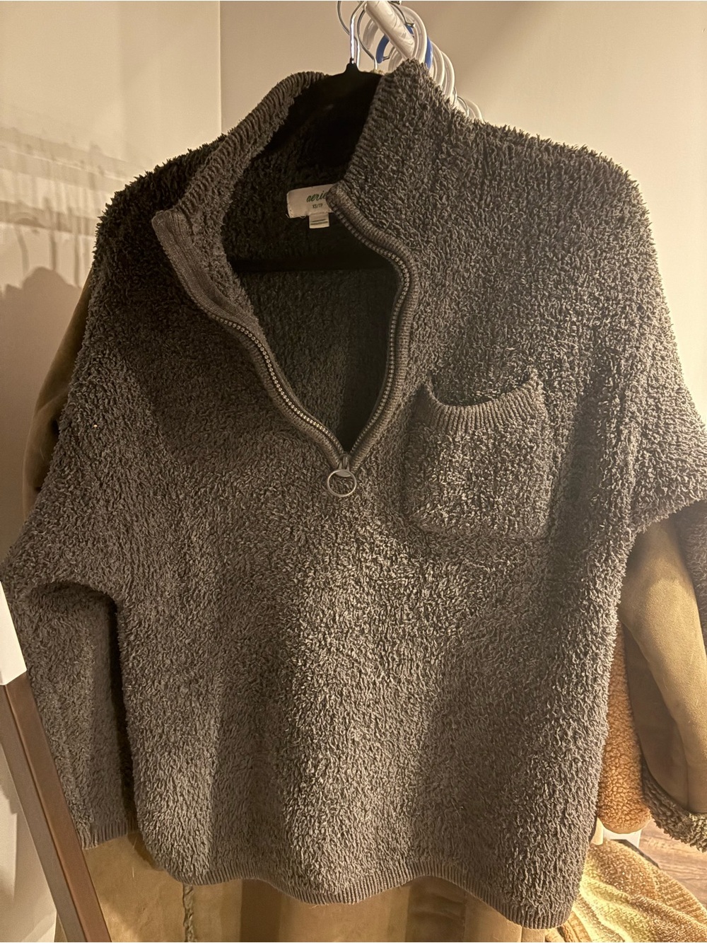 Women's  Aerie Plush Quarter-Zip Pullover Sweater - Dark